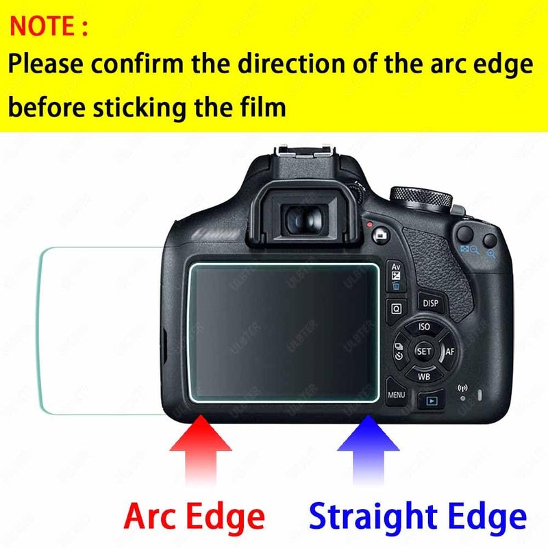 ULBTER Screen Protector for Canon EOS Rebel T7 T6 T5 2000D Camera & Hot Shoe Cover, [2+3Pack] 0.3mm 9H Hardness Tempered Glass Flim Anti-Scrach Anti-Fingerprint Anti-Bubble - Image 2
